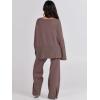 image:imageANRABESS Womens 2 Piece Outfits Oversized Knit Sweater Set Wide Leg Pant Cozy Lounge Matching Pajama Sets 2025 Trendy ClothesCoffee