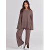 image:imageANRABESS Womens 2 Piece Outfits Oversized Knit Sweater Set Wide Leg Pant Cozy Lounge Matching Pajama Sets 2025 Trendy ClothesCoffee