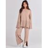 image:imageANRABESS Womens 2 Piece Outfits Oversized Knit Sweater Set Wide Leg Pant Cozy Lounge Matching Pajama Sets 2025 Trendy ClothesDeep Apricot