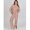 image:imageANRABESS Womens 2 Piece Outfits Oversized Knit Sweater Set Wide Leg Pant Cozy Lounge Matching Pajama Sets 2025 Trendy ClothesDeep Apricot