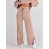 image:imageANRABESS Womens 2 Piece Outfits Oversized Knit Sweater Set Wide Leg Pant Cozy Lounge Matching Pajama Sets 2025 Trendy ClothesDeep Apricot