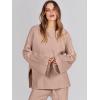 image:imageANRABESS Womens 2 Piece Outfits Oversized Knit Sweater Set Wide Leg Pant Cozy Lounge Matching Pajama Sets 2025 Trendy ClothesDeep Apricot