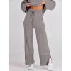 image:imageANRABESS Womens 2 Piece Outfits Oversized Knit Sweater Set Wide Leg Pant Cozy Lounge Matching Pajama Sets 2025 Trendy ClothesDeep Grey