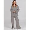 image:imageANRABESS Womens 2 Piece Outfits Oversized Knit Sweater Set Wide Leg Pant Cozy Lounge Matching Pajama Sets 2025 Trendy ClothesDeep Grey
