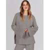 image:imageANRABESS Womens 2 Piece Outfits Oversized Knit Sweater Set Wide Leg Pant Cozy Lounge Matching Pajama Sets 2025 Trendy ClothesDeep Grey