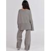 image:imageANRABESS Womens 2 Piece Outfits Oversized Knit Sweater Set Wide Leg Pant Cozy Lounge Matching Pajama Sets 2025 Trendy ClothesDeep Grey