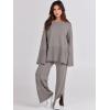 image:imageANRABESS Womens 2 Piece Outfits Oversized Knit Sweater Set Wide Leg Pant Cozy Lounge Matching Pajama Sets 2025 Trendy ClothesDeep Grey