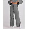 image:imageANRABESS Womens 2 Piece Outfits Oversized Knit Sweater Set Wide Leg Pant Cozy Lounge Matching Pajama Sets 2025 Trendy ClothesGray