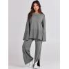 image:imageANRABESS Womens 2 Piece Outfits Oversized Knit Sweater Set Wide Leg Pant Cozy Lounge Matching Pajama Sets 2025 Trendy ClothesGray