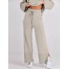 image:imageANRABESS Womens 2 Piece Outfits Oversized Knit Sweater Set Wide Leg Pant Cozy Lounge Matching Pajama Sets 2025 Trendy ClothesGrey Apricot
