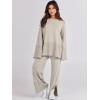image:imageANRABESS Womens 2 Piece Outfits Oversized Knit Sweater Set Wide Leg Pant Cozy Lounge Matching Pajama Sets 2025 Trendy ClothesGrey Apricot