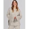 image:imageANRABESS Womens 2 Piece Outfits Oversized Knit Sweater Set Wide Leg Pant Cozy Lounge Matching Pajama Sets 2025 Trendy ClothesGrey Apricot