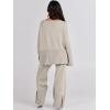 image:imageANRABESS Womens 2 Piece Outfits Oversized Knit Sweater Set Wide Leg Pant Cozy Lounge Matching Pajama Sets 2025 Trendy ClothesGrey Apricot