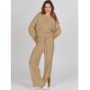 image:imageANRABESS Womens 2 Piece Outfits Oversized Knit Sweater Set Wide Leg Pant Cozy Lounge Matching Pajama Sets 2025 Trendy ClothesKhaki