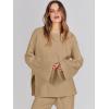 image:imageANRABESS Womens 2 Piece Outfits Oversized Knit Sweater Set Wide Leg Pant Cozy Lounge Matching Pajama Sets 2025 Trendy ClothesKhaki