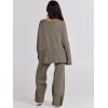 image:imageANRABESS Womens 2 Piece Outfits Oversized Knit Sweater Set Wide Leg Pant Cozy Lounge Matching Pajama Sets 2025 Trendy ClothesKhaki Green