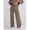 image:imageANRABESS Womens 2 Piece Outfits Oversized Knit Sweater Set Wide Leg Pant Cozy Lounge Matching Pajama Sets 2025 Trendy ClothesKhaki Green