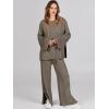 image:imageANRABESS Womens 2 Piece Outfits Oversized Knit Sweater Set Wide Leg Pant Cozy Lounge Matching Pajama Sets 2025 Trendy ClothesKhaki Green