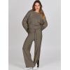image:imageANRABESS Womens 2 Piece Outfits Oversized Knit Sweater Set Wide Leg Pant Cozy Lounge Matching Pajama Sets 2025 Trendy ClothesKhaki Green