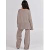 image:imageANRABESS Womens 2 Piece Outfits Oversized Knit Sweater Set Wide Leg Pant Cozy Lounge Matching Pajama Sets 2025 Trendy ClothesRed Apricot