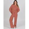 image:imageANRABESS Womens 2 Piece Outfits Oversized Knit Sweater Set Wide Leg Pant Cozy Lounge Matching Pajama Sets 2025 Trendy ClothesRust