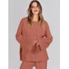 image:imageANRABESS Womens 2 Piece Outfits Oversized Knit Sweater Set Wide Leg Pant Cozy Lounge Matching Pajama Sets 2025 Trendy ClothesRust