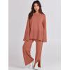 image:imageANRABESS Womens 2 Piece Outfits Oversized Knit Sweater Set Wide Leg Pant Cozy Lounge Matching Pajama Sets 2025 Trendy ClothesRust
