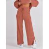 image:imageANRABESS Womens 2 Piece Outfits Oversized Knit Sweater Set Wide Leg Pant Cozy Lounge Matching Pajama Sets 2025 Trendy ClothesRust