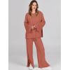 image:imageANRABESS Womens 2 Piece Outfits Oversized Knit Sweater Set Wide Leg Pant Cozy Lounge Matching Pajama Sets 2025 Trendy ClothesRust