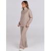 image:imageANRABESS Womens 2 Piece Outfits Turtleneck Matching Lounge Set Sweater Top Wide Leg Pants Fall Cozy Knit Sweatsuit LoungewearCamel