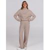 image:imageANRABESS Womens 2 Piece Outfits Turtleneck Matching Lounge Set Sweater Top Wide Leg Pants Fall Cozy Knit Sweatsuit LoungewearCamel