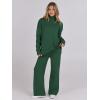 image:imageANRABESS Womens 2 Piece Outfits Turtleneck Matching Lounge Set Sweater Top Wide Leg Pants Fall Cozy Knit Sweatsuit LoungewearGreen