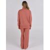 image:imageANRABESS Womens 2 Piece Outfits Turtleneck Matching Lounge Set Sweater Top Wide Leg Pants Fall Cozy Knit Sweatsuit LoungewearRust