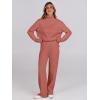 image:imageANRABESS Womens 2 Piece Outfits Turtleneck Matching Lounge Set Sweater Top Wide Leg Pants Fall Cozy Knit Sweatsuit LoungewearRust