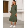image:imageANRABESS Womens 34 Sleeve Striped Slit Midi T Shirt Dresses 2026 Summer Casual Beach Vacation Clothes Spring Travel SundressArmy Green