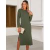 image:imageANRABESS Womens 34 Sleeve Striped Slit Midi T Shirt Dresses 2026 Summer Casual Beach Vacation Clothes Spring Travel SundressArmy Green