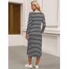 image:imageANRABESS Womens 34 Sleeve Striped Slit Midi T Shirt Dresses 2026 Summer Casual Beach Vacation Clothes Spring Travel SundressBlack White Stripe