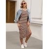 image:imageANRABESS Womens 34 Sleeve Striped Slit Midi T Shirt Dresses 2026 Summer Casual Beach Vacation Clothes Spring Travel SundressBrown White Stripe