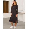 image:imageANRABESS Womens 34 Sleeve Striped Slit Midi T Shirt Dresses 2026 Summer Casual Beach Vacation Clothes Spring Travel SundressCoffee