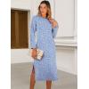 image:imageANRABESS Womens 34 Sleeve Striped Slit Midi T Shirt Dresses 2026 Summer Casual Beach Vacation Clothes Spring Travel SundressFloral Blue