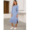 image:imageANRABESS Womens 34 Sleeve Striped Slit Midi T Shirt Dresses 2026 Summer Casual Beach Vacation Clothes Spring Travel SundressFloral Blue