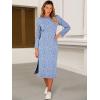 image:imageANRABESS Womens 34 Sleeve Striped Slit Midi T Shirt Dresses 2026 Summer Casual Beach Vacation Clothes Spring Travel SundressFloral Blue