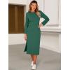 image:imageANRABESS Womens 34 Sleeve Striped Slit Midi T Shirt Dresses 2026 Summer Casual Beach Vacation Clothes Spring Travel SundressGreen
