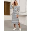 image:imageANRABESS Womens 34 Sleeve Striped Slit Midi T Shirt Dresses 2026 Summer Casual Beach Vacation Clothes Spring Travel SundressWhite Black Stripe