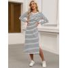 image:imageANRABESS Womens 34 Sleeve Striped Slit Midi T Shirt Dresses 2026 Summer Casual Beach Vacation Clothes Spring Travel SundressWhite Black Stripe
