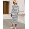 image:imageANRABESS Womens 34 Sleeve Striped Slit Midi T Shirt Dresses 2026 Summer Casual Beach Vacation Clothes Spring Travel SundressWhite Black Stripe