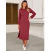 image:imageANRABESS Womens 34 Sleeve Striped Slit Midi T Shirt Dresses 2026 Summer Casual Beach Vacation Clothes Spring Travel SundressWine Red
