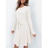 image:imageANRABESS Womens Long Sleeve Midi Dress Crewneck Tie Waist ALine Swing Casual Bodycon Ribbed Knit 2026 Fall Sweater Dress