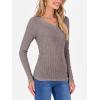 image:imageANRABESS Womens Long Sleeve Shirts V Neck Ribbed Knit Slim Fit Lightweight Sweater 2025 Fall Dressy Casual Travel Work TopsCool Ash Brown