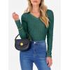 image:imageANRABESS Womens Long Sleeve Shirts V Neck Ribbed Knit Slim Fit Lightweight Sweater 2025 Fall Dressy Casual Travel Work TopsGreen